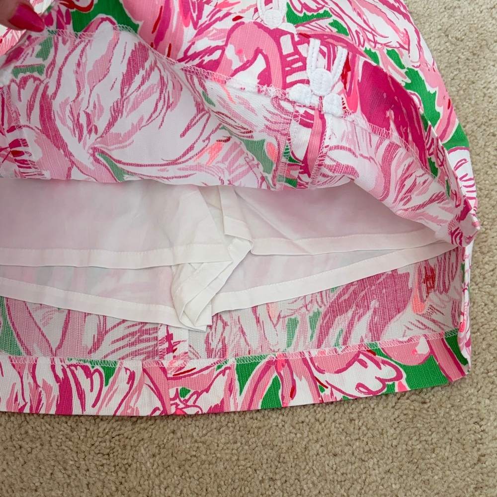 Lilly Pulitzer Pink & Green Flamingo Marigold skort with White Trim, 2, NWT - Picture 5 of 8